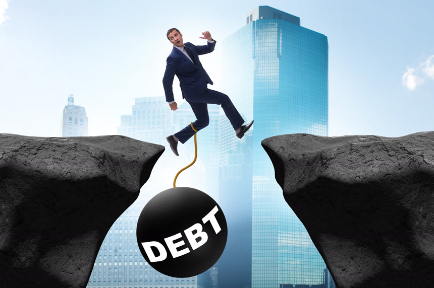 与商人的债务和贷款概念金融经济