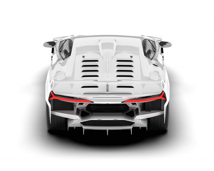 创意炫酷白色跑车3D渲染特写交通运输