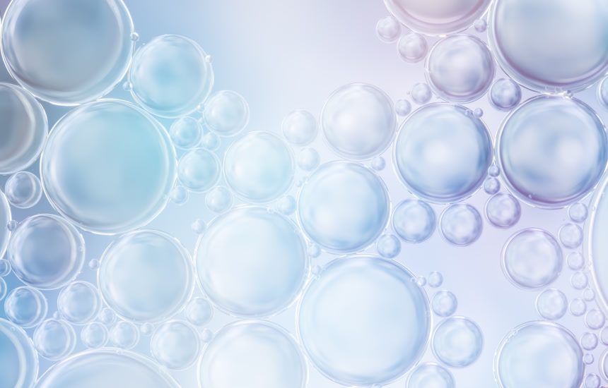 水中漂浮的气泡护肤用品广告