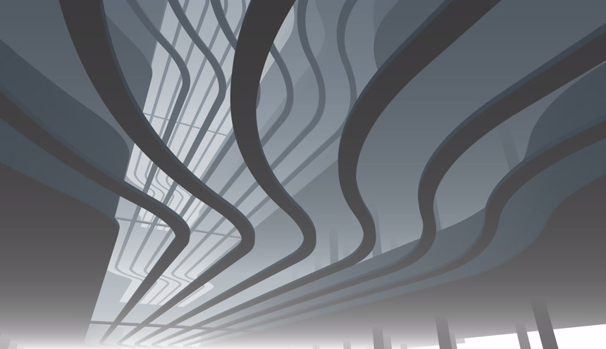 建筑内部带有曲线空阔场地建筑设计