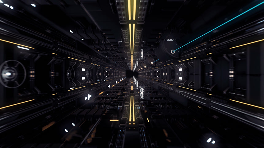 穿越数字未来主义黑暗隧道无缝环路技术空间隧道或航天器走廊内