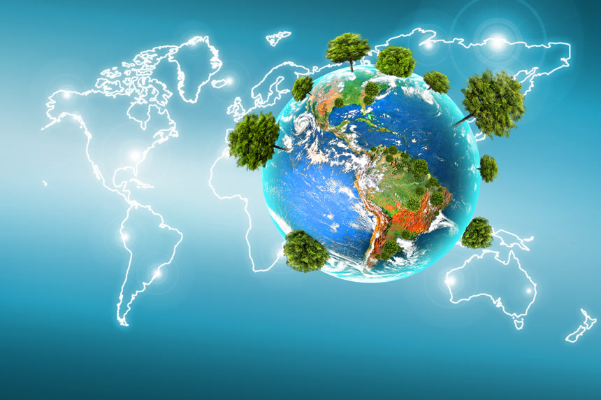 地球上生态概念的环境与树木的培育世界地球日保护环境