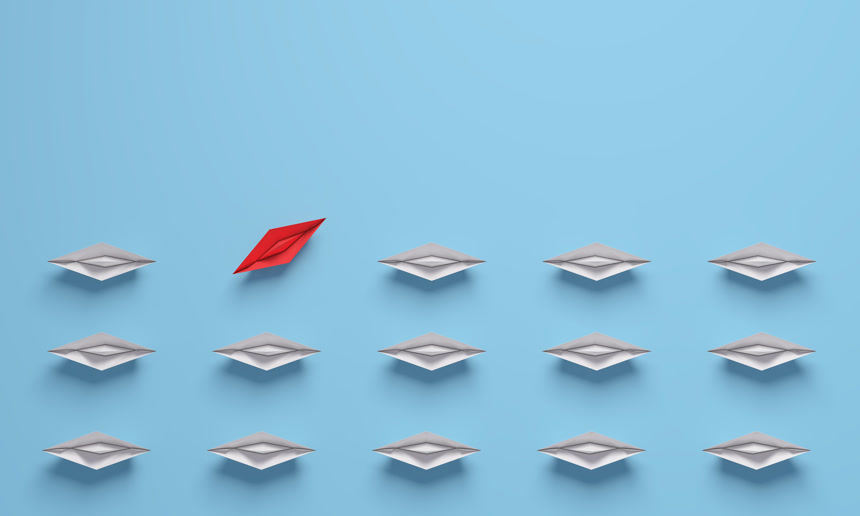 3D模型排列整齐的纸船构成主义