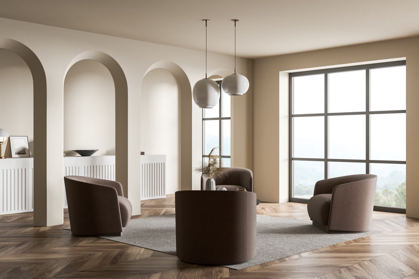 暖色调现代客厅室内设计房产宣传