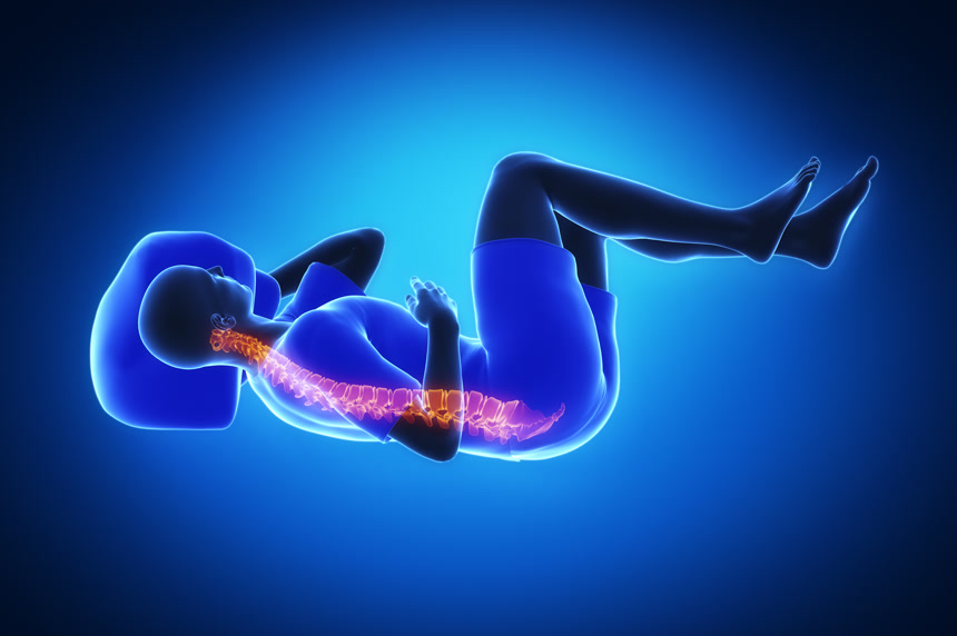 抬脚的脊椎三维透视图医疗人像