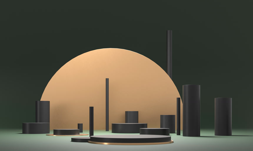 创意3D黑色立体展台电商展台背景