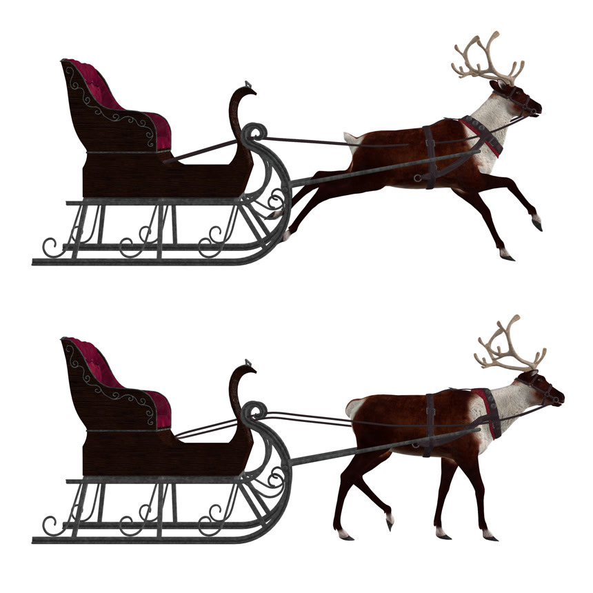 驯鹿雪橇民族风情交通工具白底图