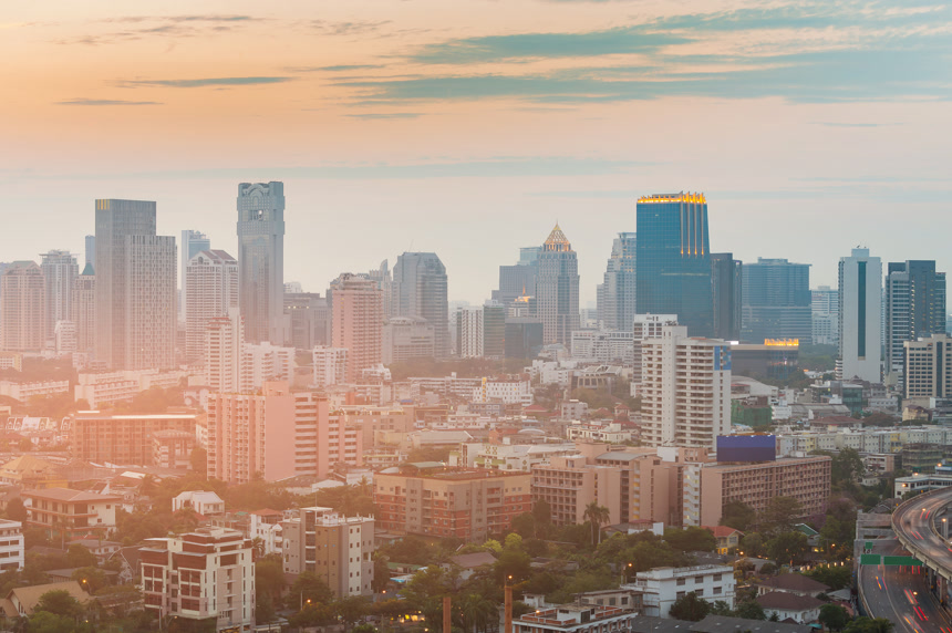 泰国曼谷市中心城市城市景观背景