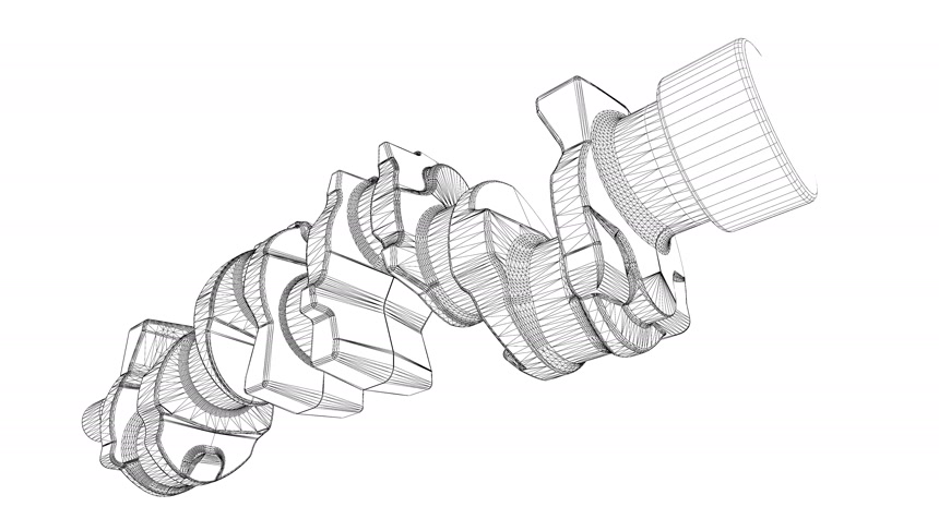 曲轴素描草图白底图工厂零部件