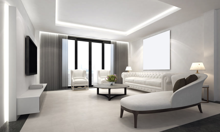 豪华休息室和客厅室内设计场景