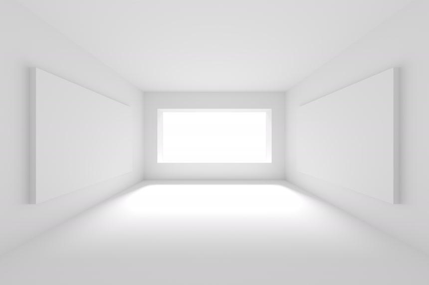 抽象带窗户的白色房间3d建筑模型图