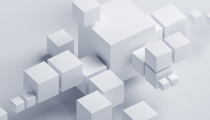 创意白色3D渲染不同大小的立方体块抽象背景