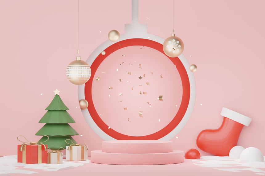 圣诞雪人礼盒节日宣传电商素材