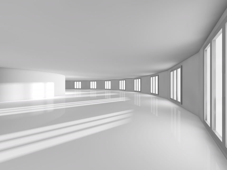 阳光照进空展厅3d渲染空间感白色简约