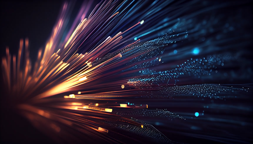 在黑暗背景下从光纤中提取的物质火花四射 