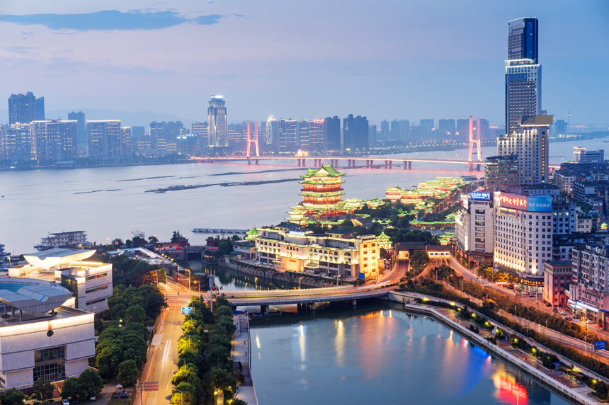 深圳市中国城鸟瞰图夜景建筑