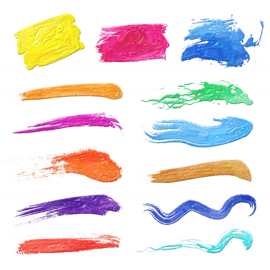 彩色油画手绘艺术插图画笔插图水彩水彩颜料