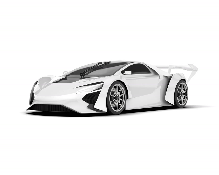 创意炫酷白色汽车3D渲染图交通运输