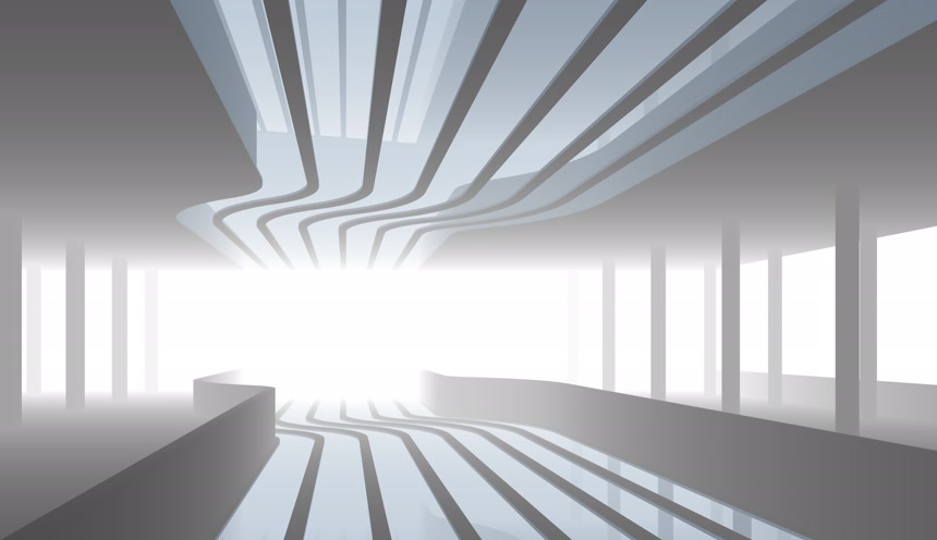 建筑内部带有曲线空阔场地建筑设计