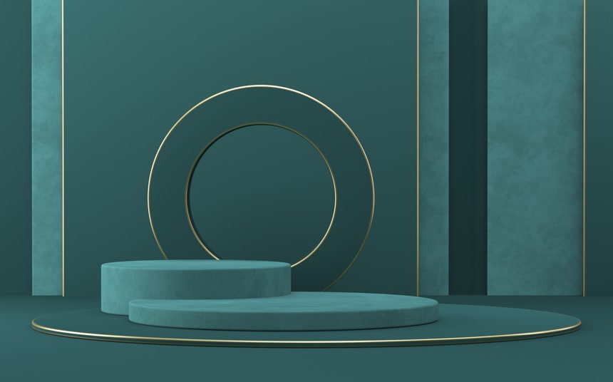 带条纹壁面3D渲染说明的产品演示模拟平台素材