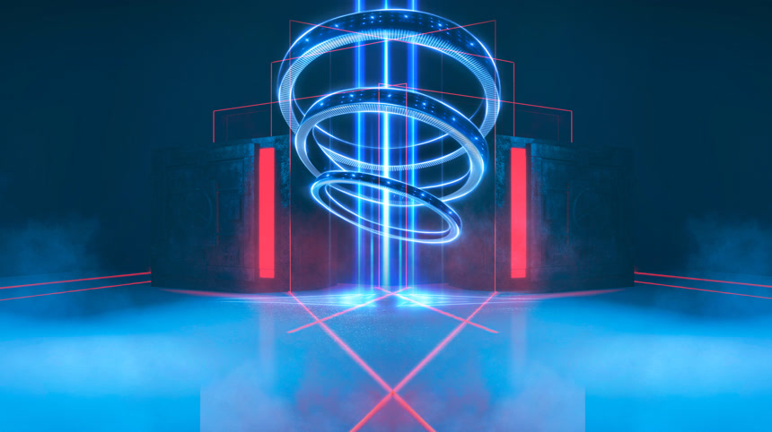 黑暗抽象的未来派现代霓虹灯背景未来科技