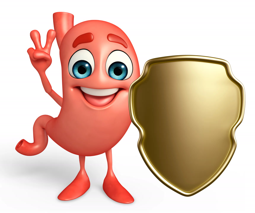 拿盾牌的卡通人物胃健康保健医疗图片