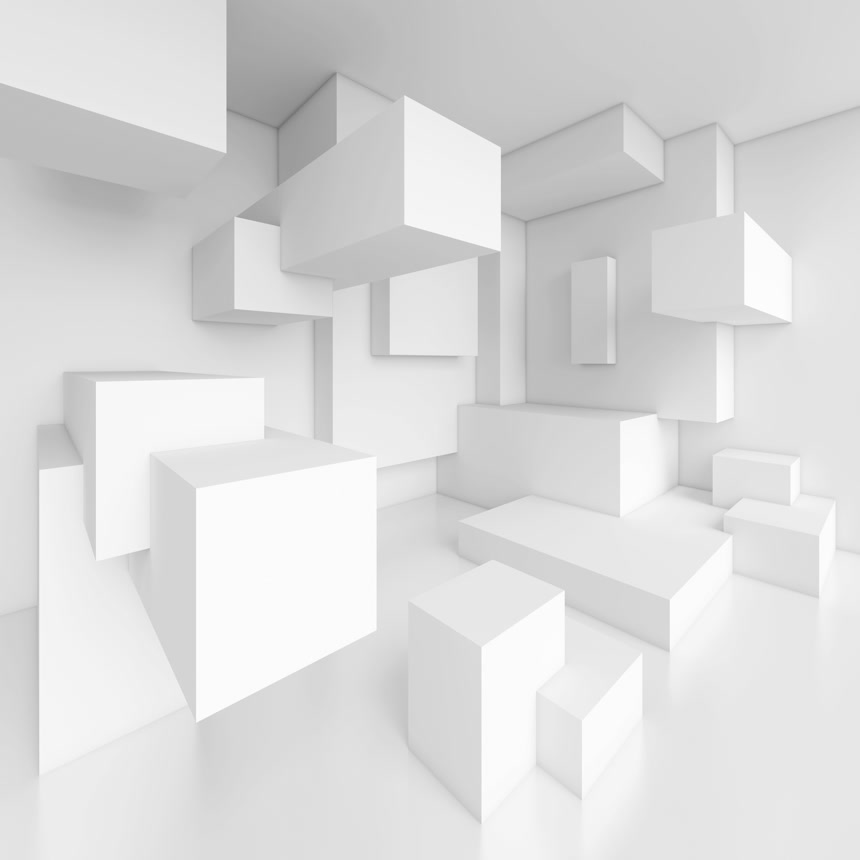 白色几何立体方块