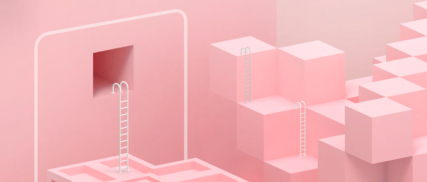 几何形状促进成功的阶梯抽象立体图形广告素材