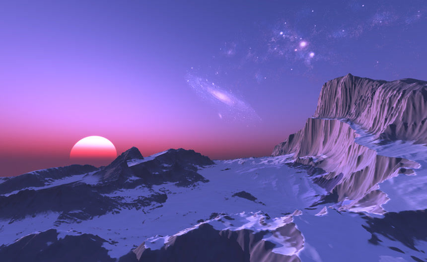 银河系外太空中的日落美景自然景观