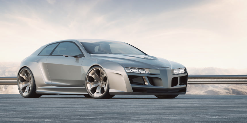 无品牌通用概念车的三维渲染