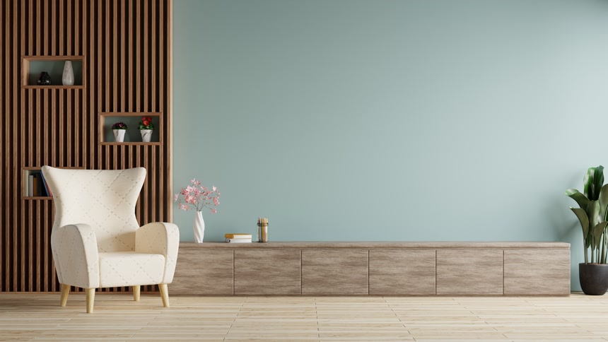 3D渲染现代明亮的室内设计生活方式