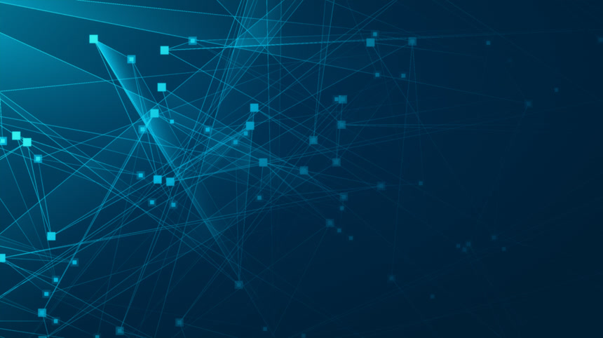 带有链接技术背景的蓝色绿色线条科技梦幻未来数据技术流专业