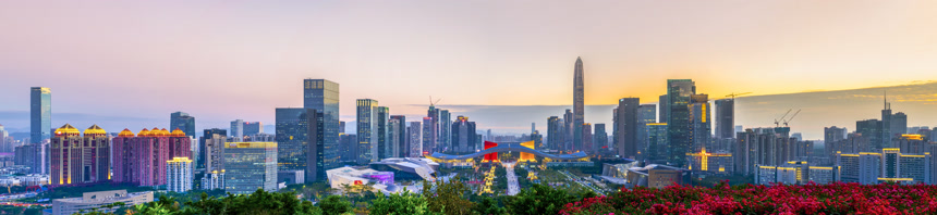 深圳市天际线与建筑景观夜幕城市建筑