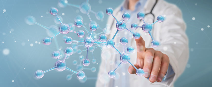 医生使用数字分子接口3d 渲染 数字科技 数字分子 