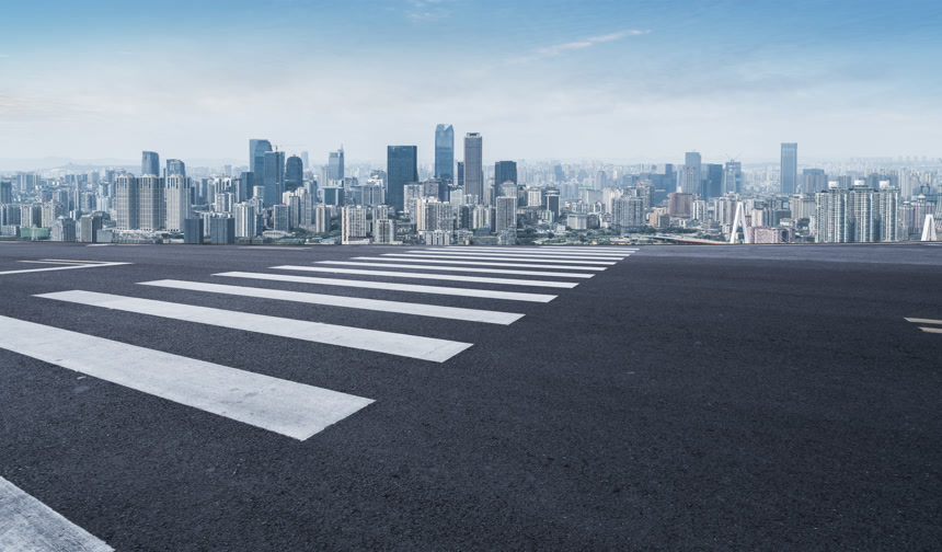 Urban Road, Highway and Construction Skyline都市景观道路斑马线