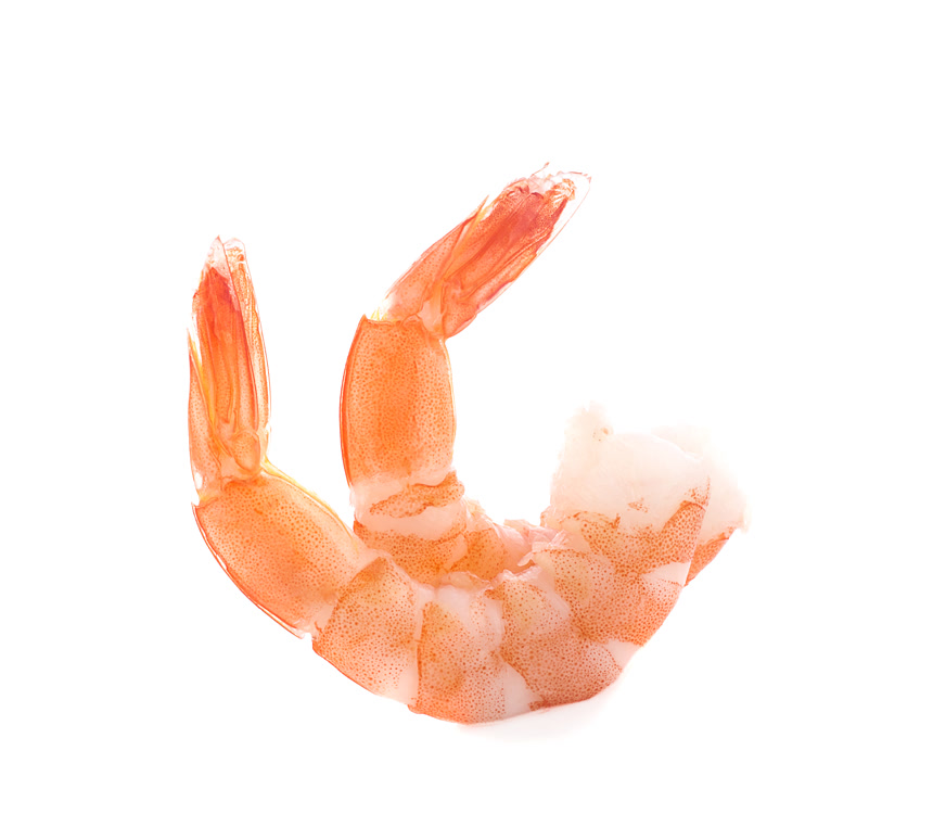 拨皮的熟虾白底图  食品宣传图