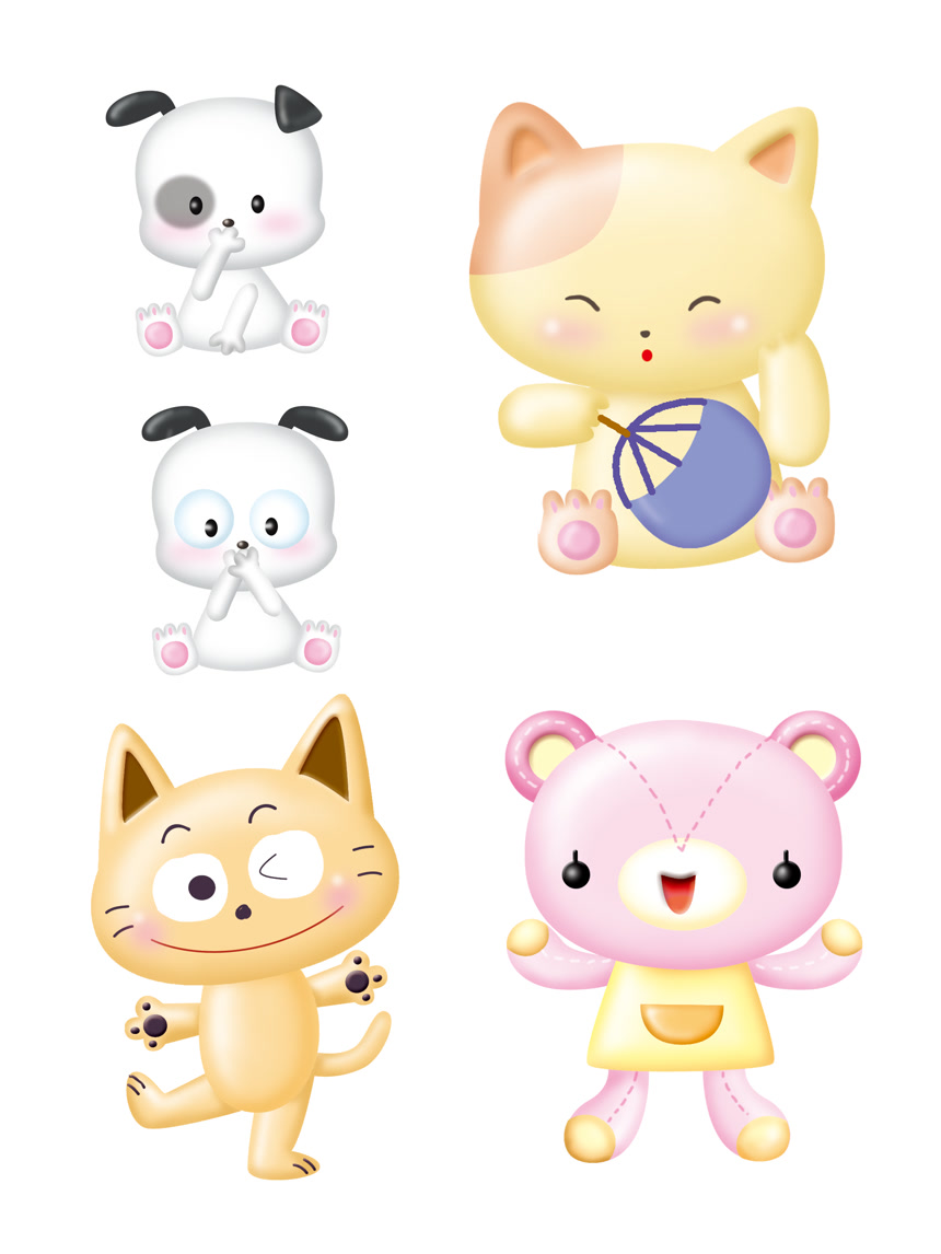 白色背景卡通设计小动物可爱图片素材图片