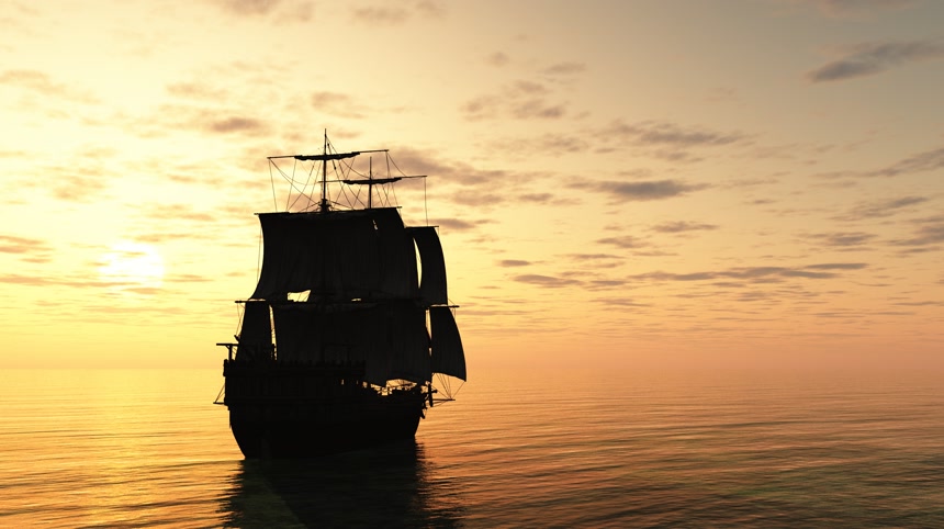 日落时的帆船背景图唯美壁纸图