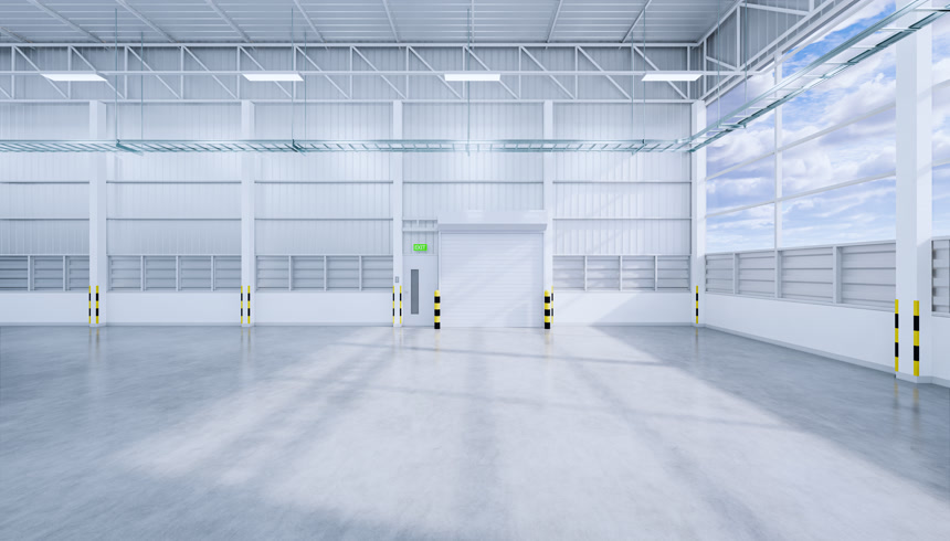 三维渲染空置机库工业厂房建筑