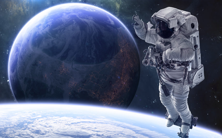 有人居住的行星，深空的宇航员。科幻小说空间探索航空航天