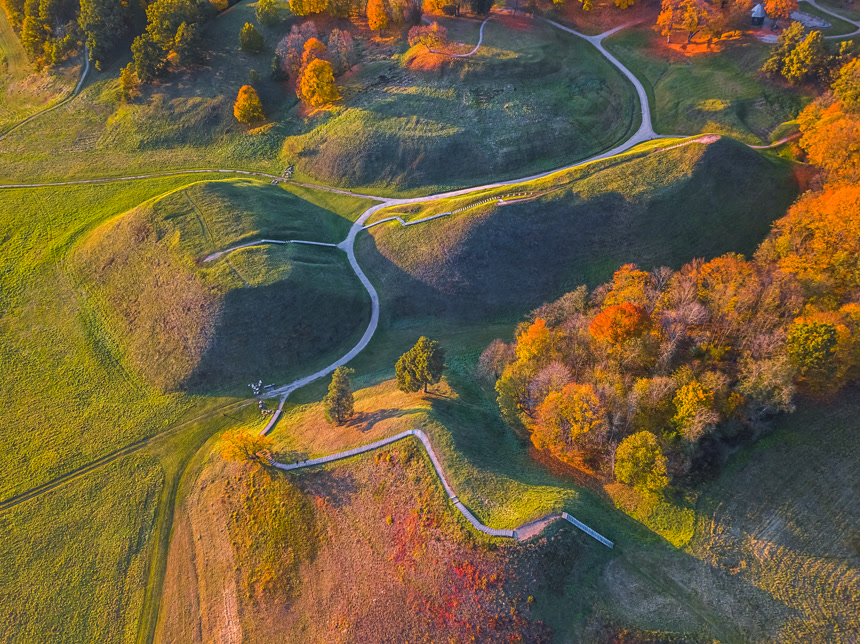 Kernave，立陶宛历史首都城，空中俯瞰自然风光旅行宣传