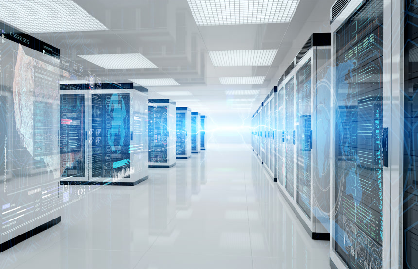 现代服务器机房计算机未来数据中心人工智能