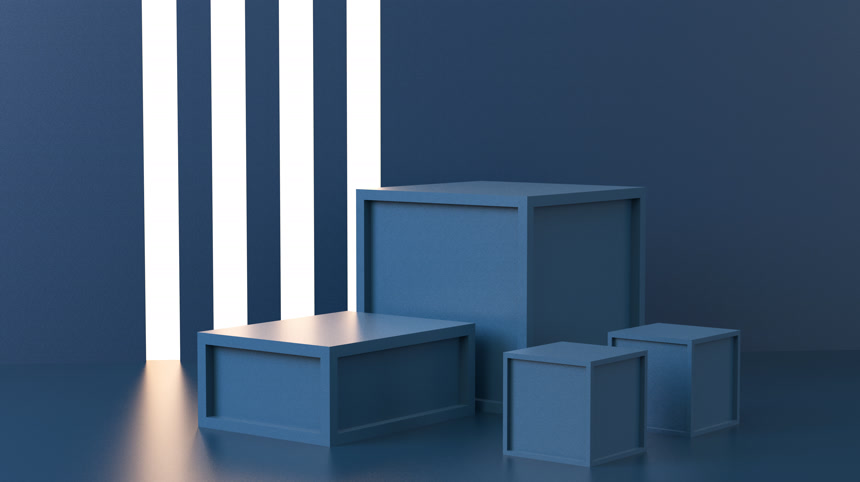 蓝色立方体组合产品展示电商素材