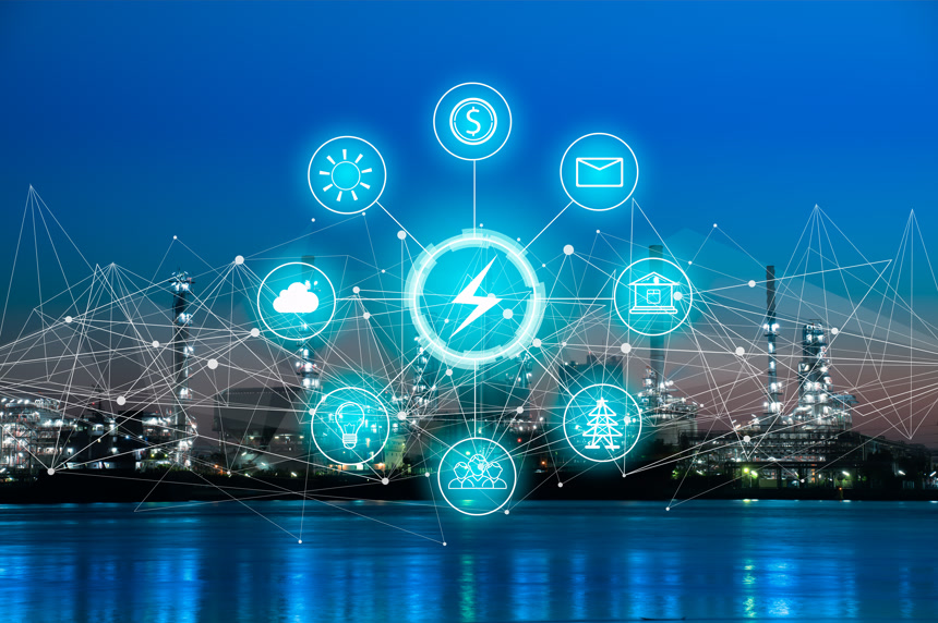 工业4.0和节能概念网络科技智能科技