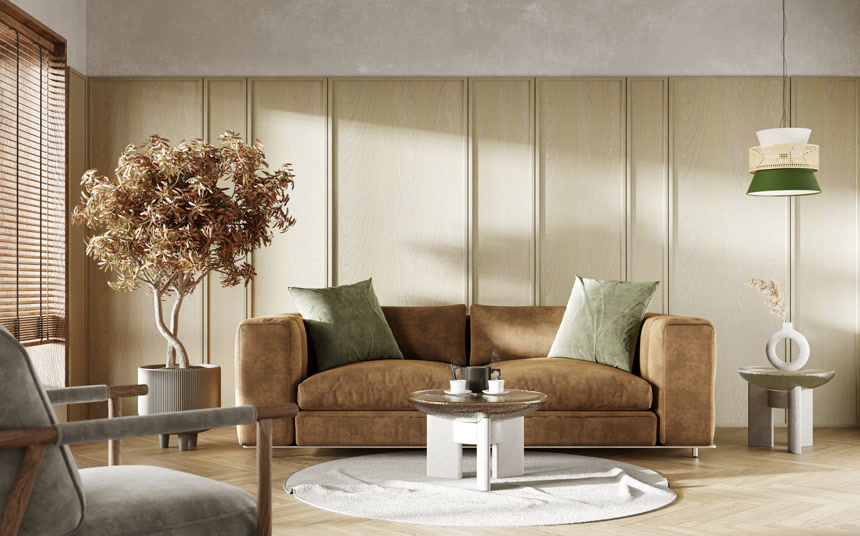 暖色调现代客厅室内设计房产宣传