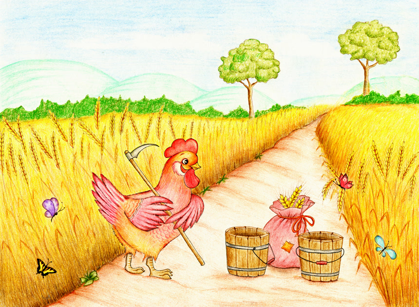 小红母鸡场公鸡卡通动画片绘本童话故事