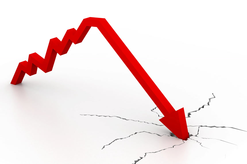 商业经济衰退红色箭头数据下滑严重