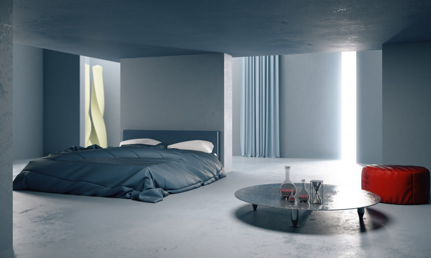 现代混凝室内设计图极简主义生活方式