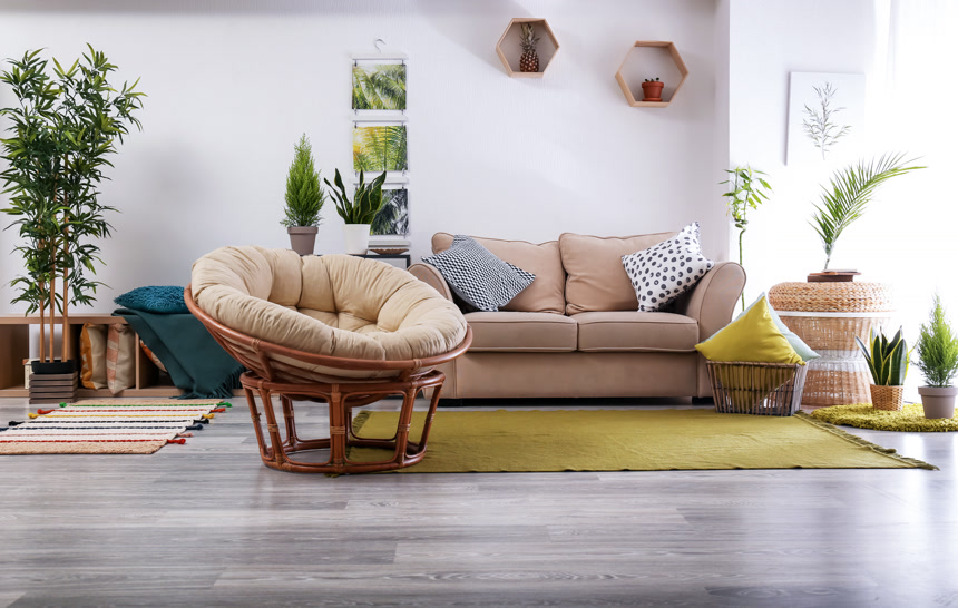 森系客厅室内设计实景背景壁纸