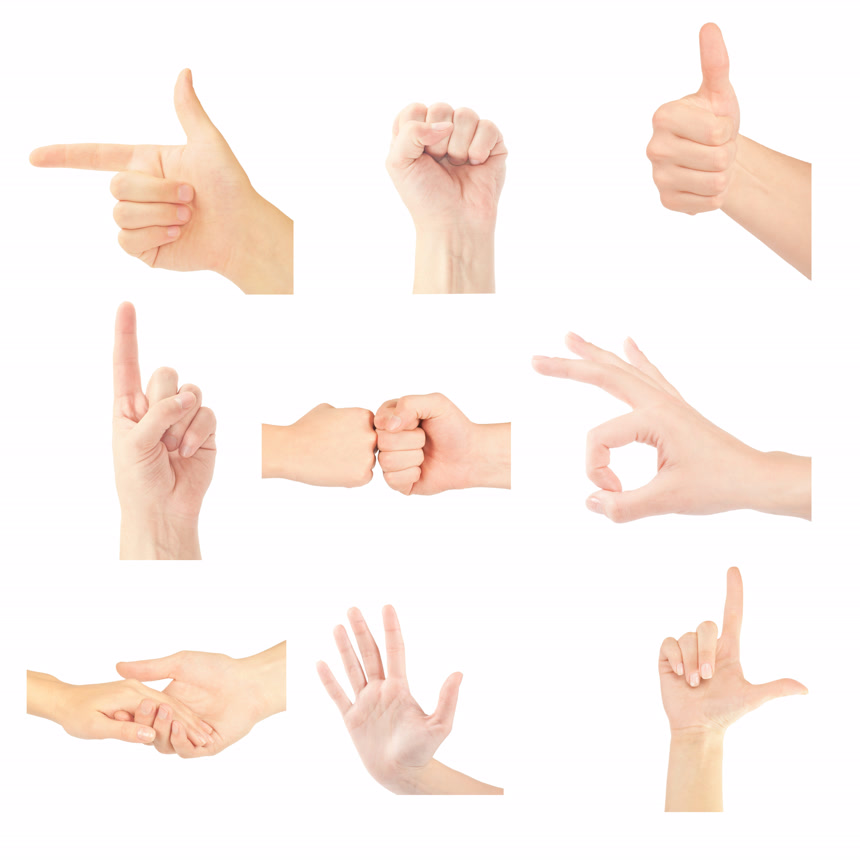 不同手势展示白底图手势人像